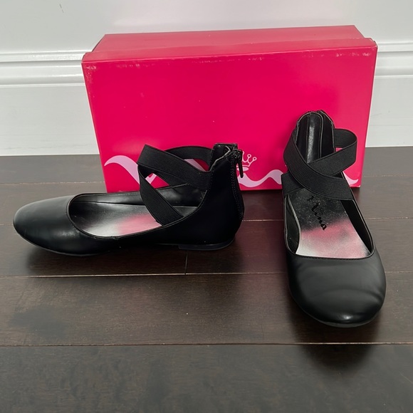 Nina P-teena black ballet flats w/crisscross straps memory foam youth sz2 in box - Picture 1 of 5